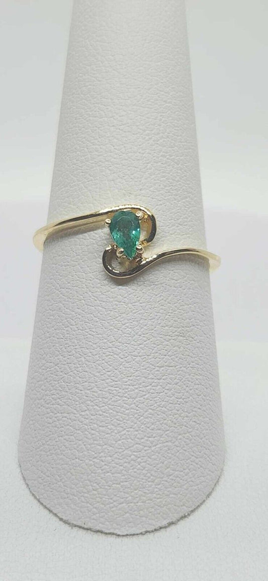 Natural Womens Colombian Emerald Ring 18K Yellow Gold Sz 8.5