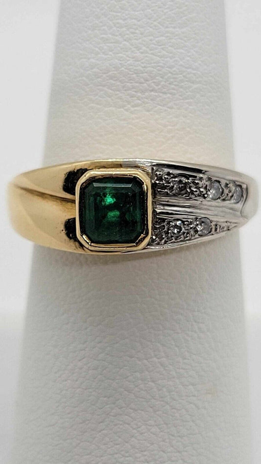 GIA Certified Natural Colombian Emerald Ring 18K Yellow Gold with Diamonds Sz 7