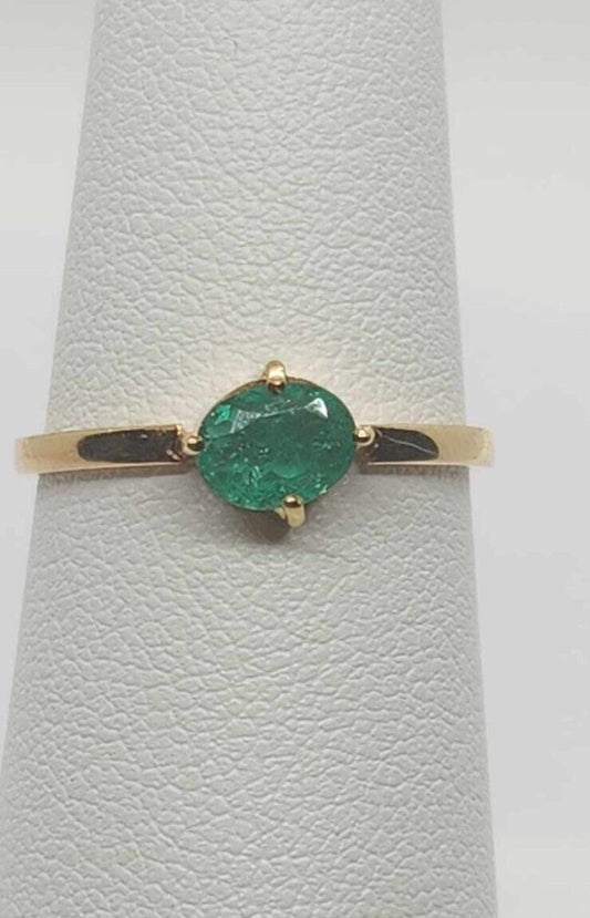 0.45 Carats Appro Natural Colombian Emerald Womens Ring 18K Yellow Gold Sz 6.25