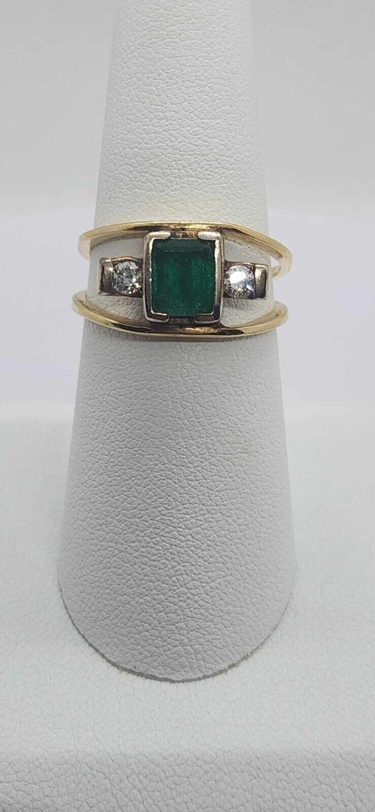 GIA Certified Natural Colombian Emerald Ring 18K Yellow Gold and Diamonds Sz 7.5